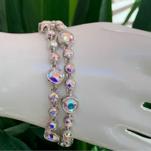 Touchstone Crystal Silver Bracelet with Iridescent Stones